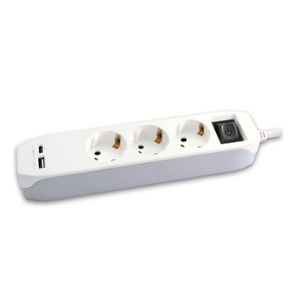 Naponska letva COMMEL, 3x utičnice, 1x USB-C, 1x USB-A 1.4m, bijela