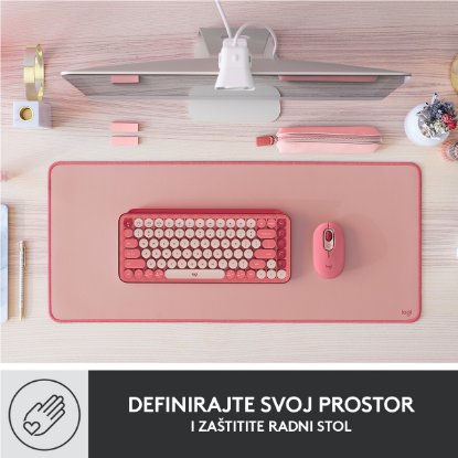 Podloga za miš, LOGITECH Desk Mat Studio, soft, roza