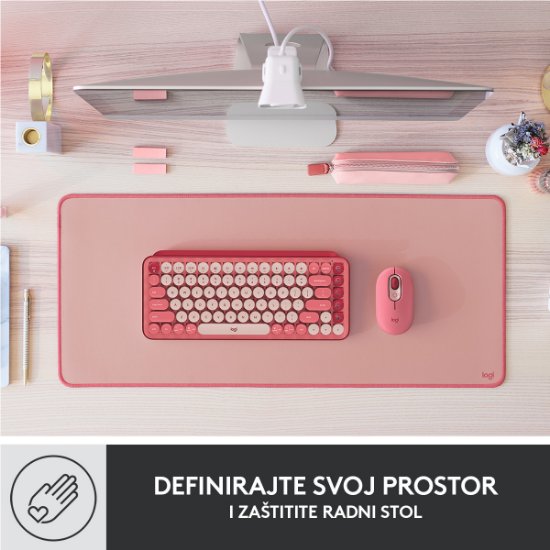 Podloga za miš, LOGITECH Desk Mat Studio, soft, roza