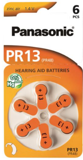 Baterije PANASONIC Zinc Air PR13L/6LB, za slušne aparate, 6 komada