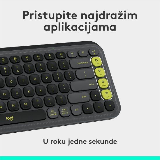Tipkovnica LOGITECH POP Icon Keys, bežična, US Layout, BT, sivo-zelena