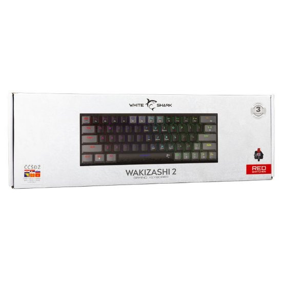 Tipkovnica WHITE SHARK GK-002112V2 Wakizashi-2, RGB, crveni switch, mehanička, UK/HR, crno-siva