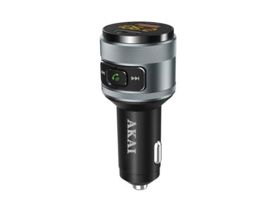 FM transmiter AKAI FMT-C57BT, 2xUSB punjač, BT, HandsFree, 12-24V, crni
