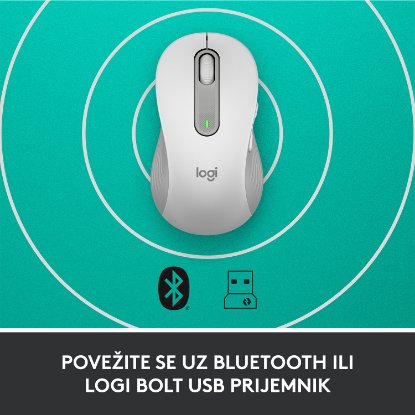 Miš LOGITECH M650 L, za ljevake, bežični, optički, 4000dpi, USB, BT, bijeli