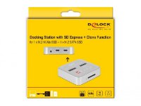 Docking station DELOCK 1 x M.2 NVMe SSD + 1 x M.2 SATA SSD with SD Express (SD 7.1) Card Reader and clone function