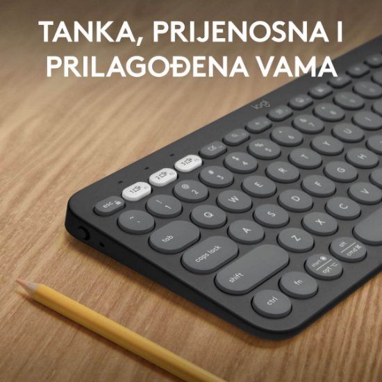 Tipkovnica LOGITECH Pebble Keys 2 K380S, BT, kompaktna, crna