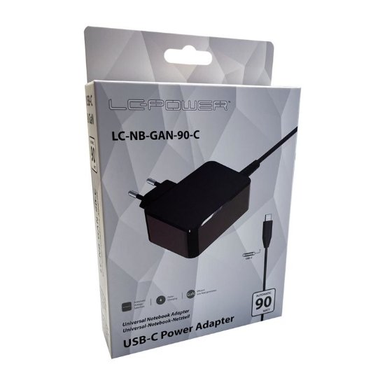 Punjač za laptop LC POWER LC-NB-GAN-90-C, USB-C, 90W, univerzalni