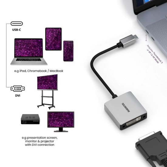 Adapter MARMITEK, USB-C(M) na DVI (Ž)
