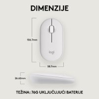 Miš LOGITECH M350s Pebble 2, optički, BT, bijeli