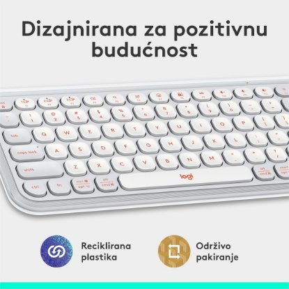 Tipkovnica LOGITECH POP Icon Keys, bežična, US Layout, BT, bijelo-narančasta