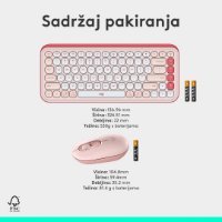 Tipkovnica + miš LOGITECH POP Icon Combo, bežična, US Layout, BT, rozo-bijela