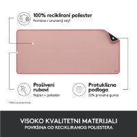 Podloga za miš, LOGITECH Desk Mat Studio, soft, roza