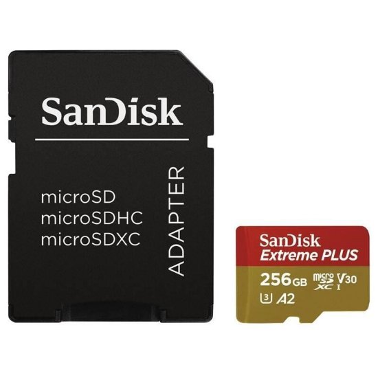 Memorijska kartica SANDISK, Micro SDXC Extreme Plus, 256GB, SDSQXBD-256G-GN6MA, 200MB/s + adapter