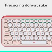 Tipkovnica LOGITECH POP Icon Keys, bežična, US Layout, BT, rozo-bijela
