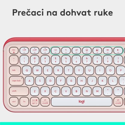 Tipkovnica LOGITECH POP Icon Keys, bežična, US Layout, BT, rozo-bijela