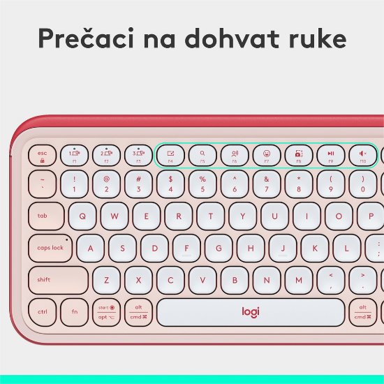Tipkovnica LOGITECH POP Icon Keys, bežična, US Layout, BT, rozo-bijela