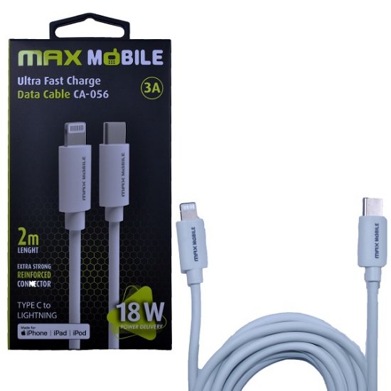 Kabel MAXMOBILE USB-C to Lightning, MFI Apple iPhone CA-001, 2m, bijeli