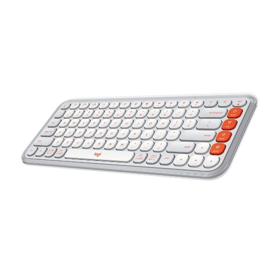 Tipkovnica LOGITECH POP Icon Keys, bežična, US Layout, BT, bijelo-narančasta