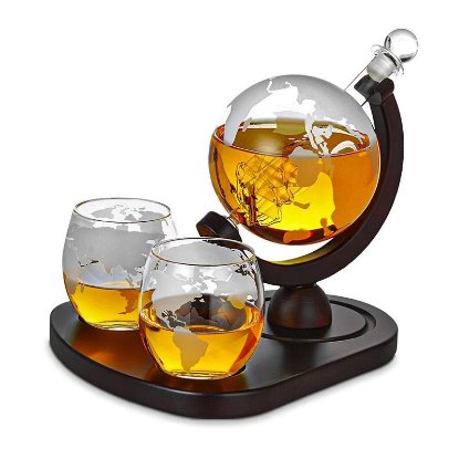 Set za whiskey MIKAMAX Deluxe Globe Decanter Set, sa stalkom