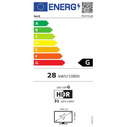 Monitor 27" BENQ PD2706QN 9H.LNDLA.TBE, QHD, IPS, 100Hz, 5ms, 350cd/m2, pivot, zvučnici, sivi