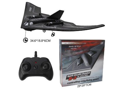 Avion na daljinsko upravljanje JACKO TOYS B-2 Spirit Stealth Bomber, crni