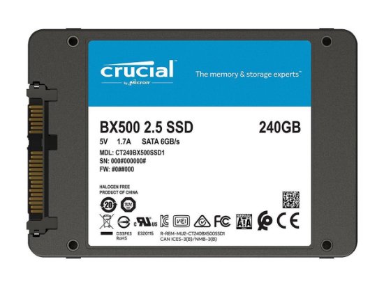 SSD 240GB CRUCIAL BX500, CT240BX500SSD1, SATA3, 2.5", maks do 540/500 MB/s