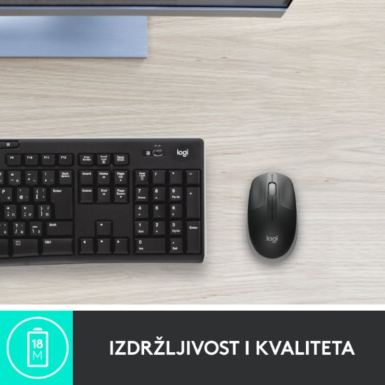 Miš LOGITECH M190, optički, bežični, 1000dpi, crno-sivi