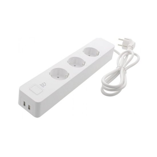 Pametni naponski kabel DELTACO SH-P03USB2, 3 utičnice, 2xUSB-A, WiFi, 1,5m, bijela