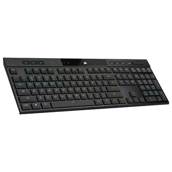 Tipkovnica CORSAIR K100 RGB AIR, mehanička, bežična, Cherry MX Ultra Low Profile Tactile, US Layout, USB, crna