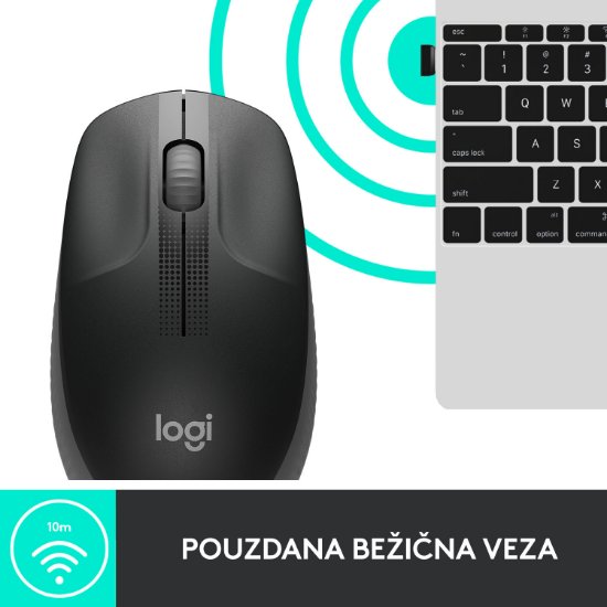 Miš LOGITECH M190, optički, bežični, 1000dpi, crni