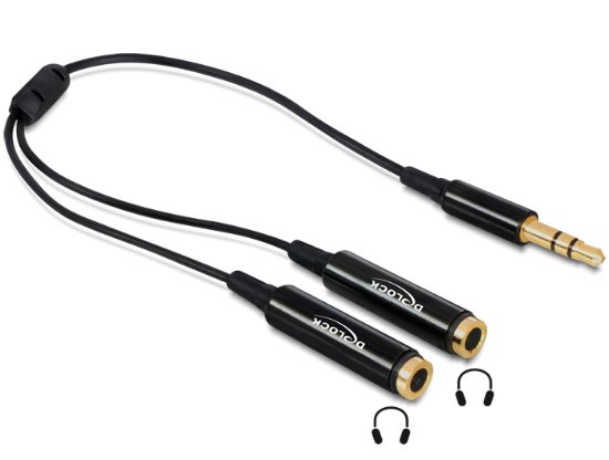 Adapter DELOCK, 3.5 mm stereo audio jack (M) na 2x 3.5 mm stereo audio jack (Ž)