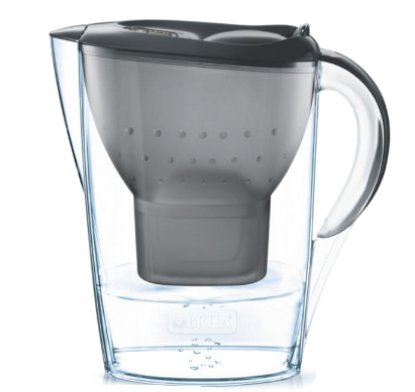 Vrč za filtriranje vode BRITA Marella, 2,4 l, s tri filtera, sivi