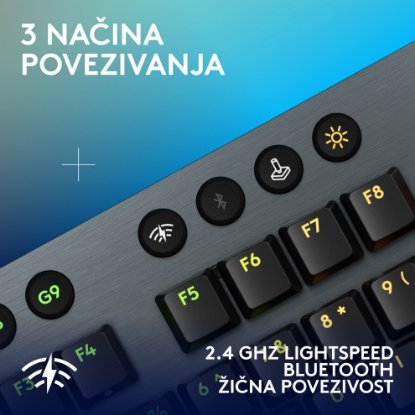 Tipkovnica LOGITECH Gaming G915 X Lightspeed Tactile, RGB, mehanička, bežična, US Layout, crna