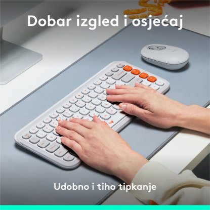 Tipkovnica LOGITECH POP Icon Keys, bežična, US Layout, BT, bijelo-narančasta