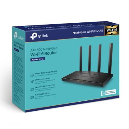 Router TP-LINK Archer AX12, AX1500, Wi-Fi 6, 3x 10/100/1000 LAN + WAN, 4 antene, bežični