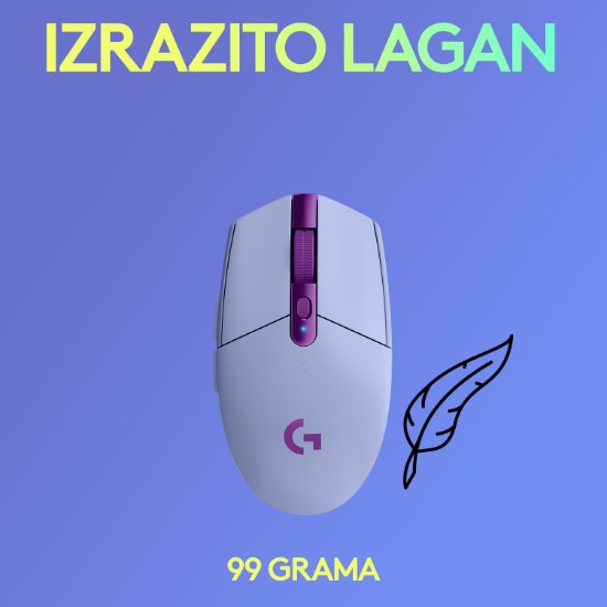Miš LOGITECH Gaming G305 Lightspeed, bežični, optički, 12000dpi, lilac, USB