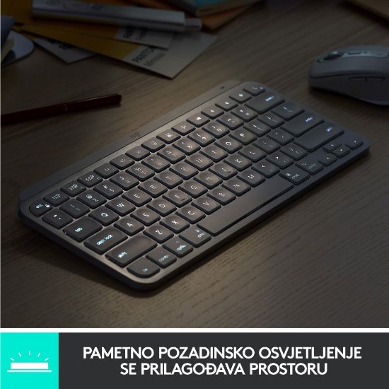 Tipkovnica LOGITECH MX Keys mini za Apple, bežična, BT, srebrna