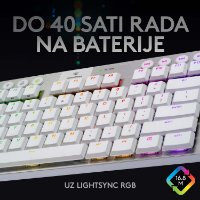 Tipkovnica LOGITECH Gaming G915 TKL Tenkeyless Lightspeed,Tactile switch, RGB, mehanička, bežična, UK Layout, USB, bijela