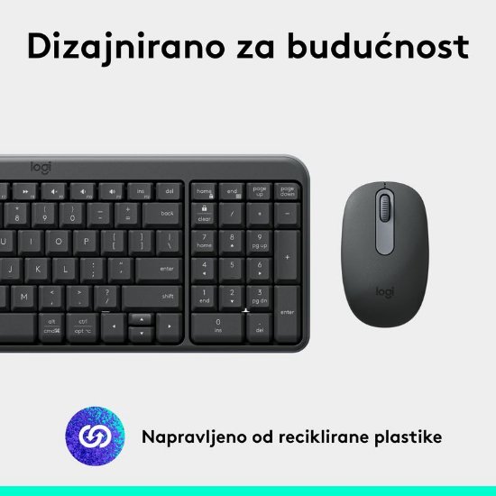 Tipkovnica + miš LOGITECH MK250 Compact Bluetooth Combo, bežična, crna