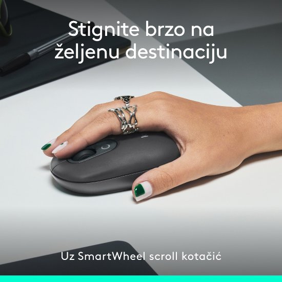 Miš LOGITECH POP, optički, bežični, USB, BT, 1000dpi, sivi