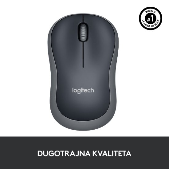 Miš LOGITECH M185, optički, bežični, 1000dpi, crno-sivi