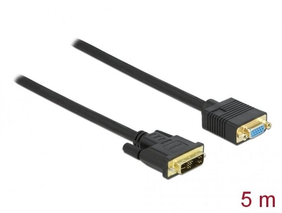 Kabel DELOCK, DVI 12+5 (M) na VGA (Ž), 5m