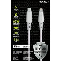 Kabel MAXMOBILE, USB-C (M) na Lightning (M), MFI, kevlar, QC 3A, 1,2m, bijeli
