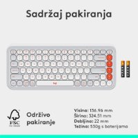 Tipkovnica LOGITECH POP Icon Keys, bežična, US Layout, BT, bijelo-narančasta
