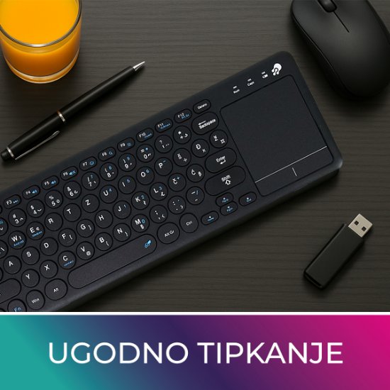 Tipkovnica OCTIO K100WBT, crna, WiFi, bluetooth