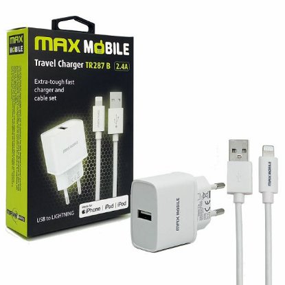 Kućni punjač MAXMOBILE SET 2u1 TR287B, USB-A, Lightning, 1m, bijeli
