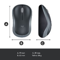 Miš LOGITECH M185, optički, bežični, 1000dpi, crno-sivi