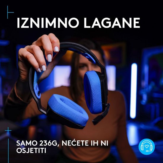 Slušalice LOGITECH Gaming G535 Lightspeed, bežične, crno-plave