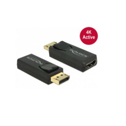 Adapter DELOCK, DisplayPort (M) na HDMI-A (Ž), 4K aktiv, crni