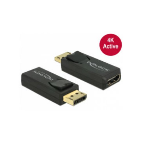 Adapter DELOCK, DisplayPort (M) na HDMI-A (Ž), 4K aktiv, crni